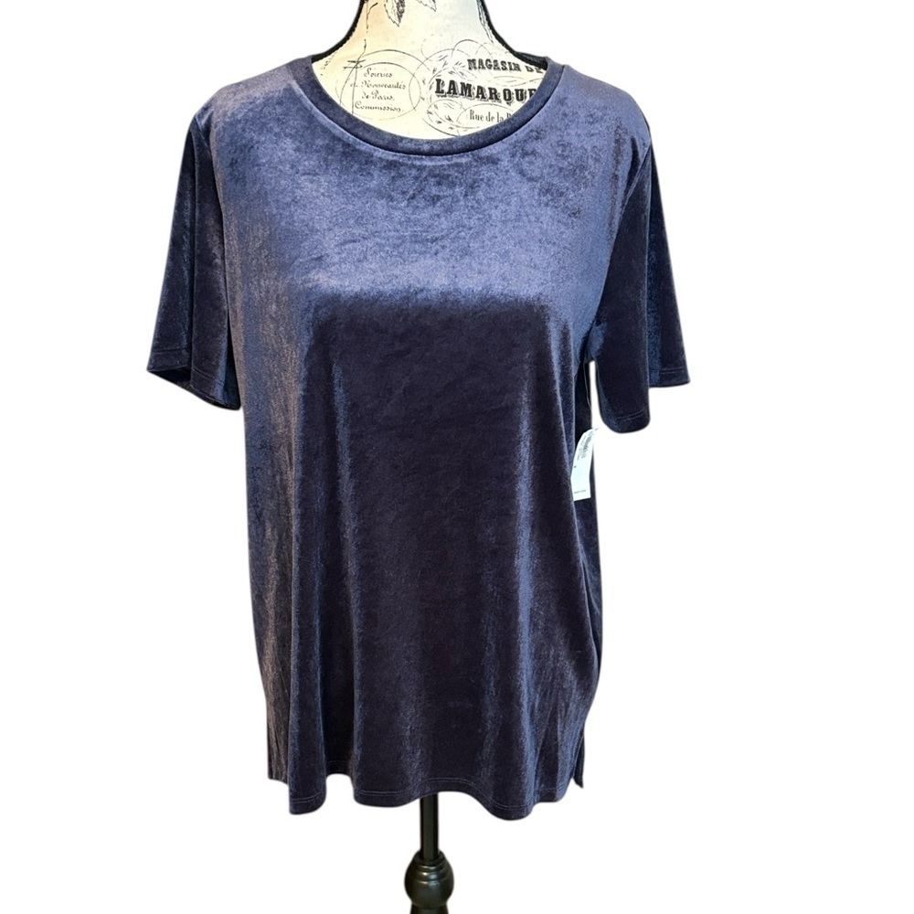 Old Navy Velvet Short Sleeve Top Deep Blue Size M New